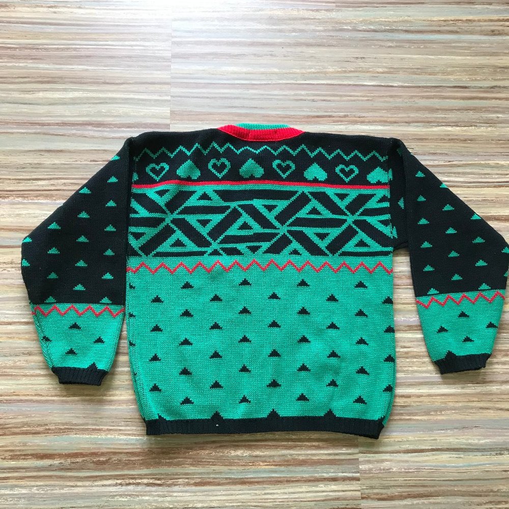 Mercury Intl Children's 90s Knit Cardigan Sweater Vtg Hearts & Flowers Pattern - Picture 3 of 3